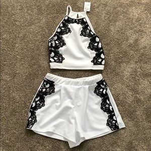 Matching short/crop top set.